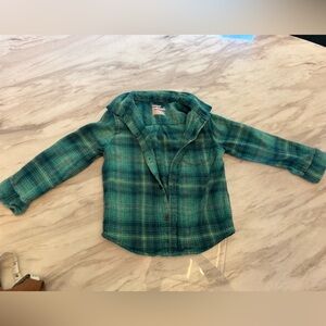 Cat & Jack Teal Plaid Shirt Work Once